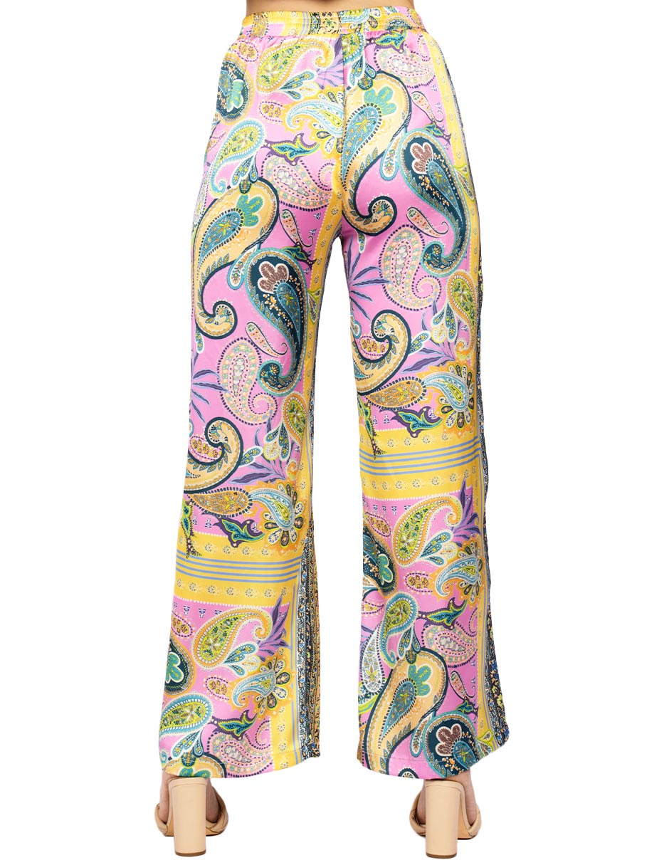 Pantalones Para Mujer Wide Leg Satinado W51129 Rosa