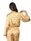 Blusas Para Mujer Bobois Moda Casuales Camisera Comoda Con Cordon De Manga Larga Cuello Redondo Con Estampado Geometrico N33120 Unico