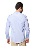 Camisas Para Hombre Bobois Moda Casuales De Tela Oxford Extra Fino De Manga Larga Cuello Italiano Regular Fit B41301 Azul