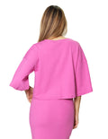 Blusas Para Mujer Corta Oversize De Manga Larga Cuello V Acanalada N41169 Rosa