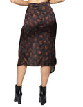 Faldas Para Mujer Bobois Moda Casuales Corta Midi Satinada Animal Print X33103 Negro