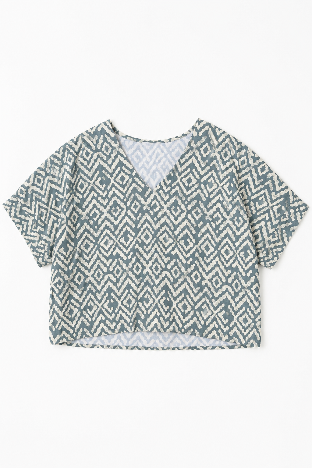 Blusas Para Mujer Ligera Cuello V Étnico N61122 Azul