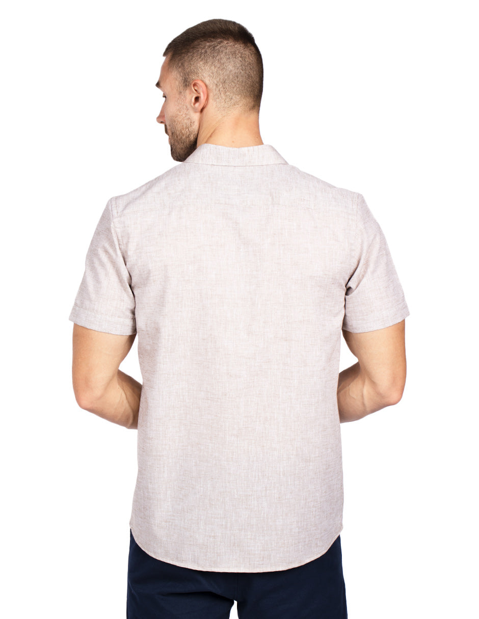 Camisas Para Hombre Estilo Lino B51365 Kaki