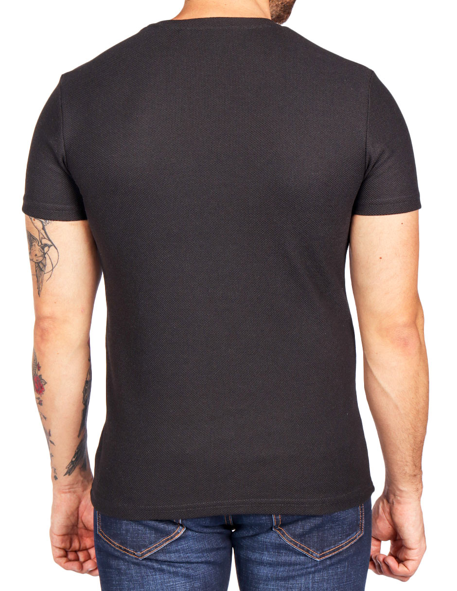 Playeras Para Hombre Slim Fit Textura A51303 Negro
