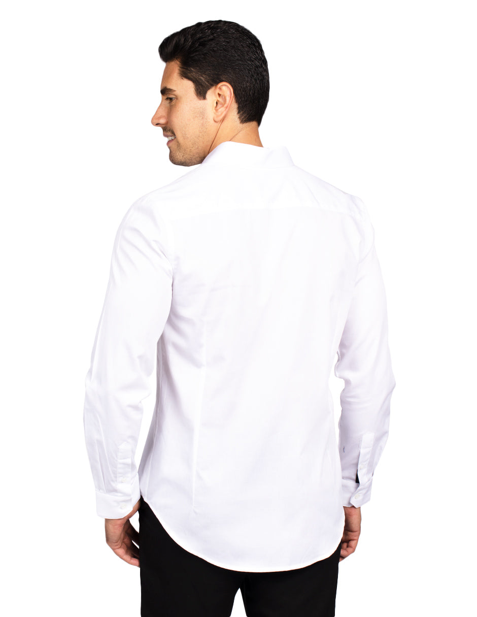 Camisas Para Hombre Slim Fit Textura B51302 Blanco