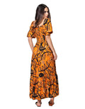 Vestidos Mujer Bobois Moda Casual Largo Estampado Floral S31103 Naranja