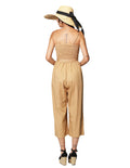 Jumpsuits Para Mujer Smok De Tirantes Tipo Lino Con Cinturon W41136 Maiz