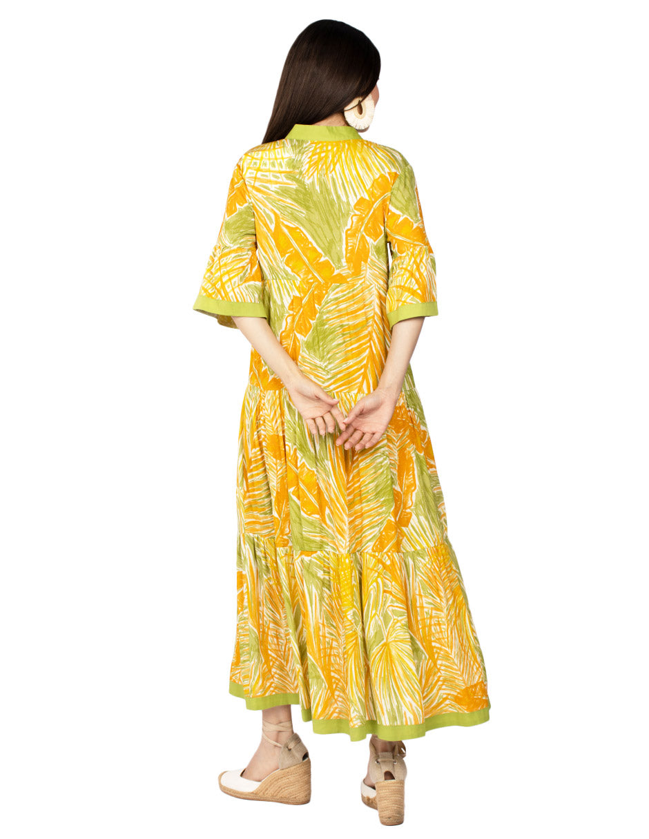 Vestidos Para Mujer Largo Amplio Con Olanes S51128 Unico