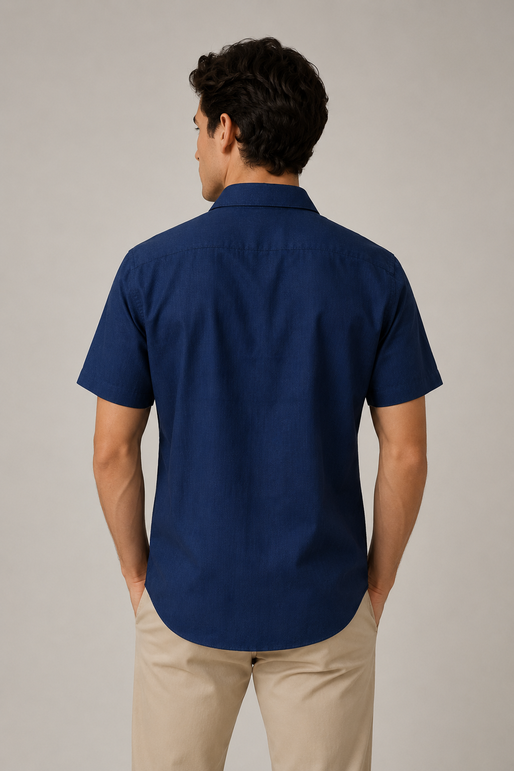 Camisas Para Hombre Manga Corta Jacquard  B61351 Marino