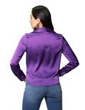 Blusas Para Mujer Fruncida Satinada De Manga Larga N41104 Morado