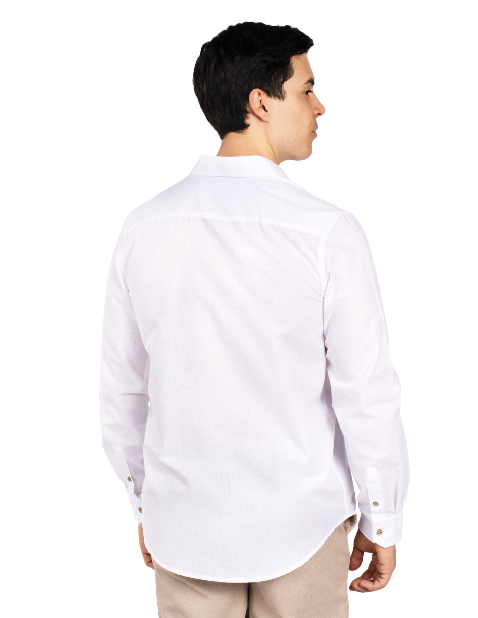 Camisas Para Hombre Tipo Lino Regular Fit B51321 Blanco