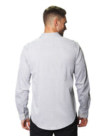 Camisas Para Hombre Manga Larga Micro Cuadros Jackard B45305 Gris