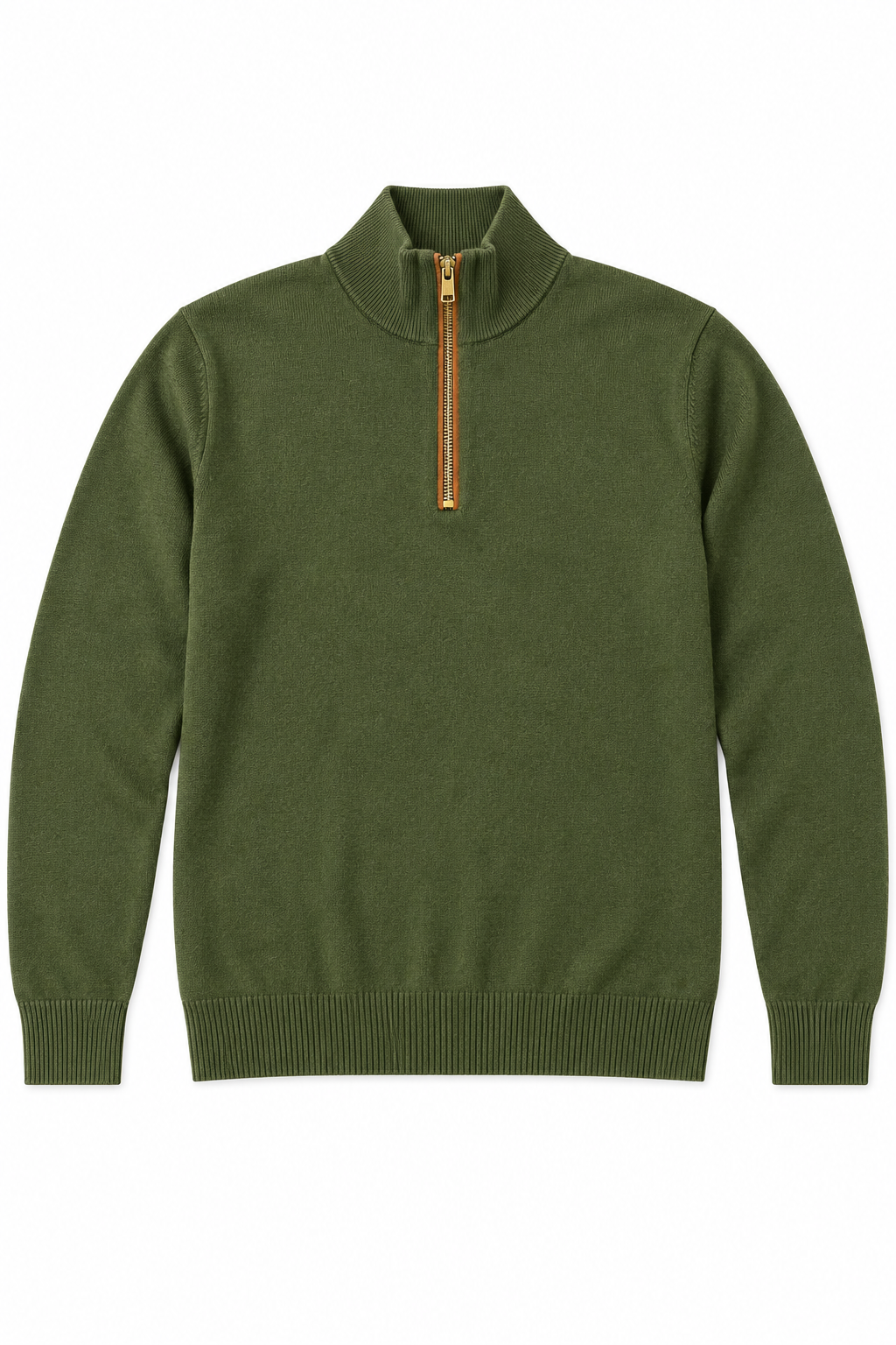 Suéteres Para Hombre Cuello Alto y Cremallera De Punto Fino E65302 Militar