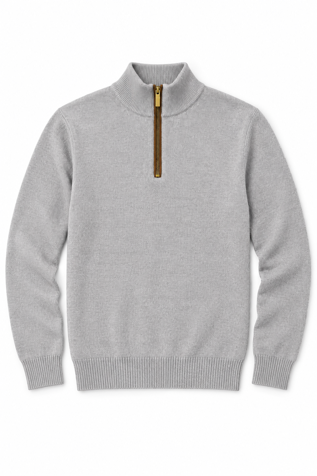 Suéteres Para Hombre Cuello Alto y Cremallera De Punto Fino E65302 Gris