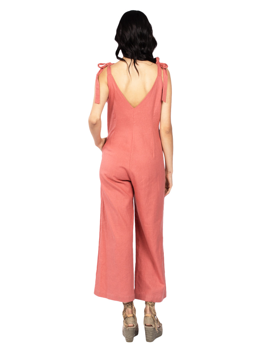 Jumpsuits Para Mujer Tipo Lino De Tirantes W51104 Rustico