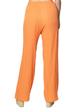 Pantalones Para Mujer Basico Corrugado De Tiro Alto W41142 Naranja