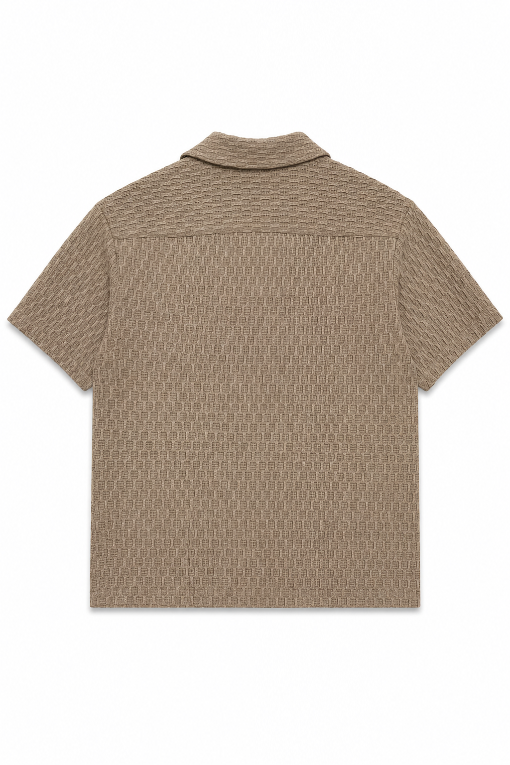 Camisa para Hombre Manga Corta Jacquard Tejida Super Stretch Antiarrugas B61459 Kaki