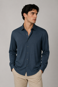 Camisas Para Hombre Super Stretch Jacquard Sin Arrugas B55404 Marino