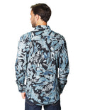 Camisas Para Hombre Manga Larga Estampada B45521 Azul