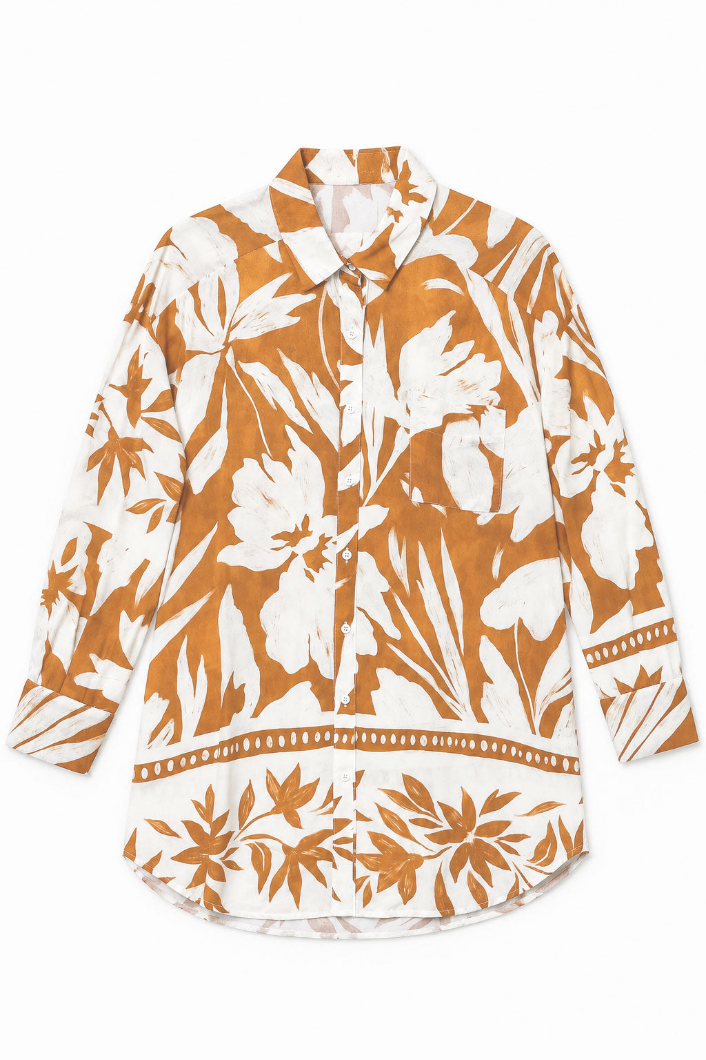 Blusas Para Mujer Floreada Oversize N61103 Naranja
