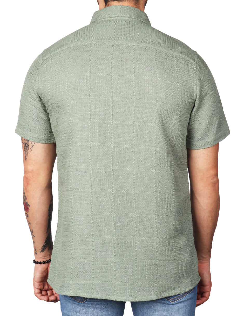 Camisas Para Hombre Textura Jacquard B51367 Olivo