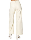 Pantalones Para Mujer Piel Vegana Acampanados W43129 Crema