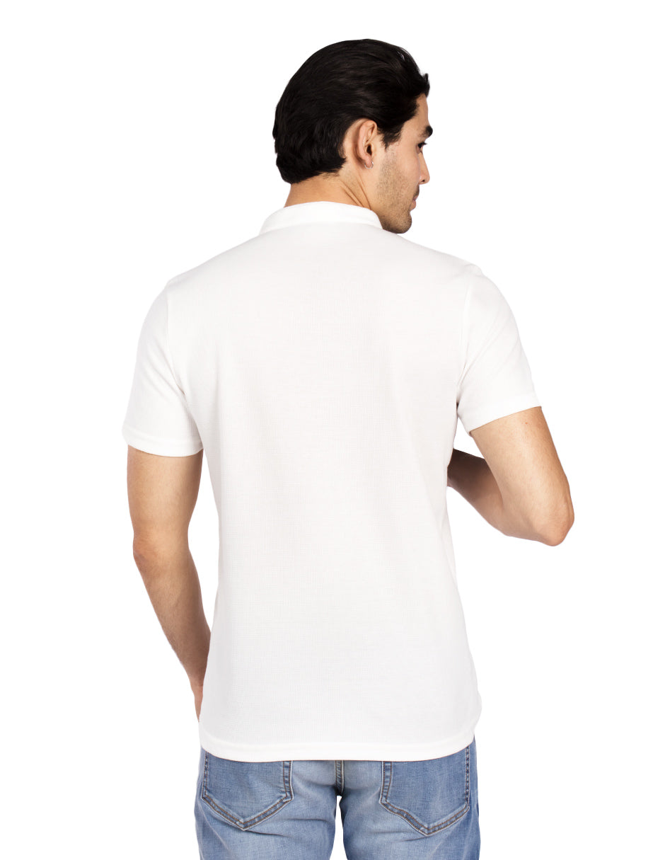 Playeras Para Hombre Textura Con Aletilla A51308 Hueso