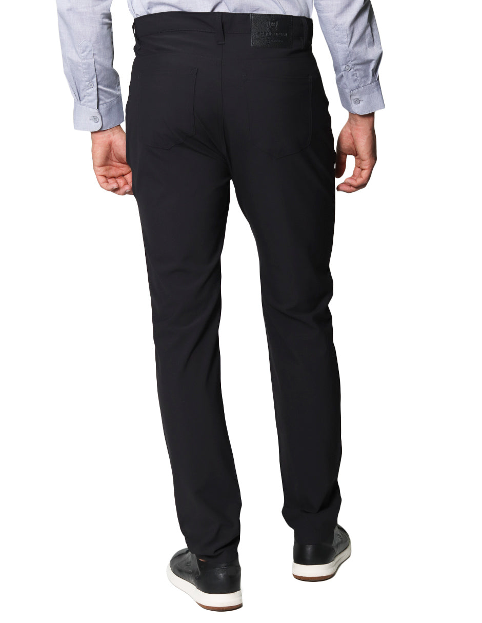 Pantalones Para Hombre De Vestir Slim Tela Flex GJFLEX Negro