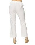 Pantalones Para Mujer Bobois Moda Casuales Con Jareta Tipo Lino De Tiro Alto W41127 Hueso