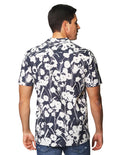 Camisas Para Hombre Bobois Moda Casuales De Manga Corta Comoda Con Estampado Floral Cuello Abierto Relaxed Fit B41589 Marino