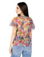 Blusas Para Mujer Translucida Floreada Con Olanes N51129 Unico