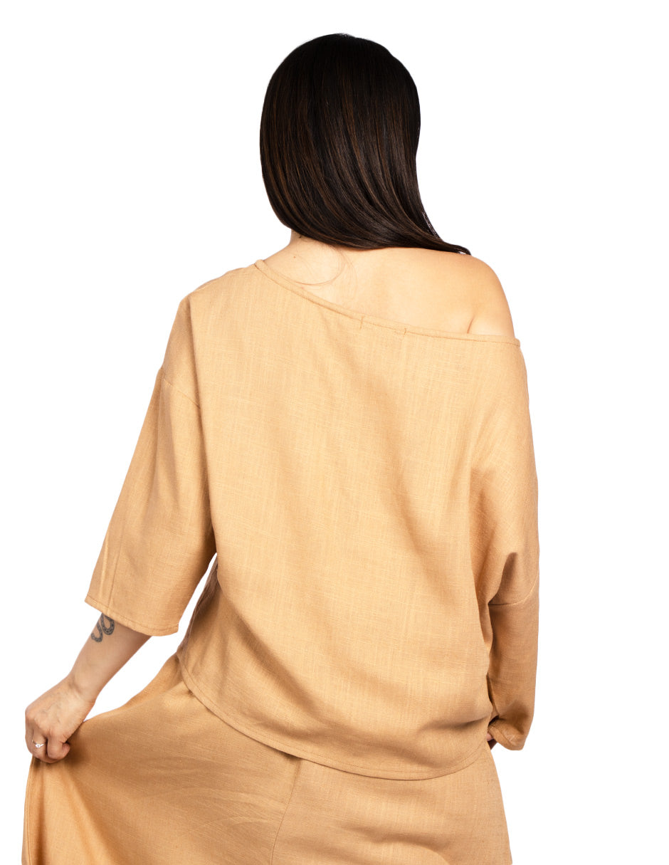 Blusas Para Mujer Oversize Tipo Lino N51141 Camel