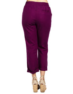 Pantalones Para Mujer Tipo Lino Con Cinta W51102 Uva