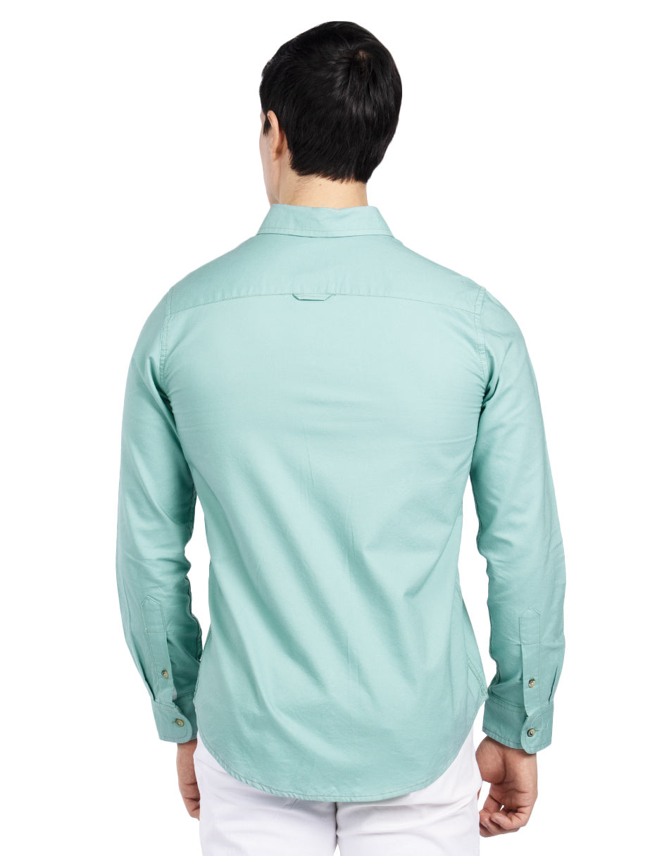Camisas Para Hombre Regular Fit Oxford B51111 Verde