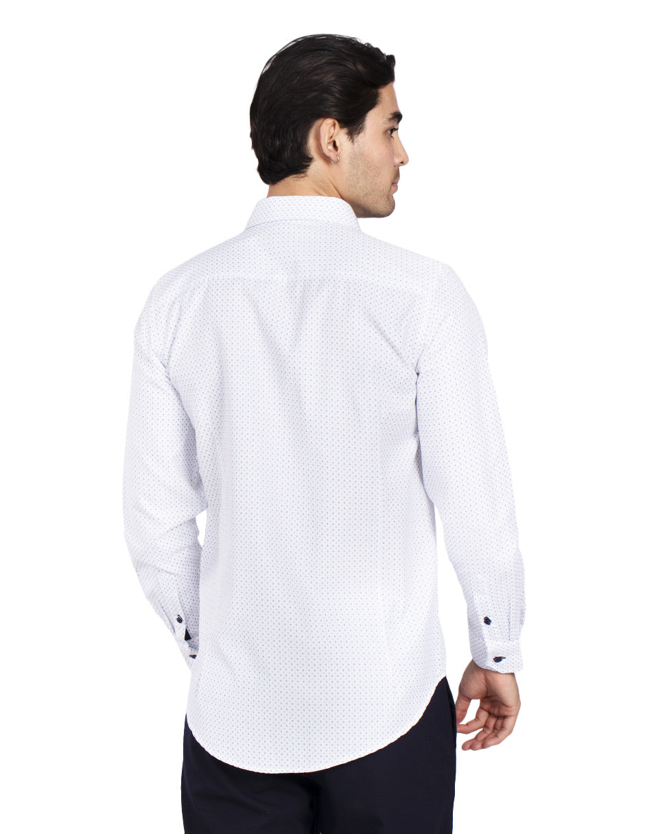 Camisas Para Hombre Slim Fit Microcuadros B51313 Blanco