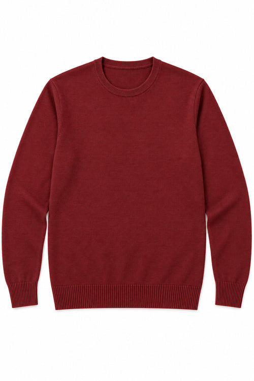 Suéteres Para Hombre Básico de Punto Fino E65301 Vino