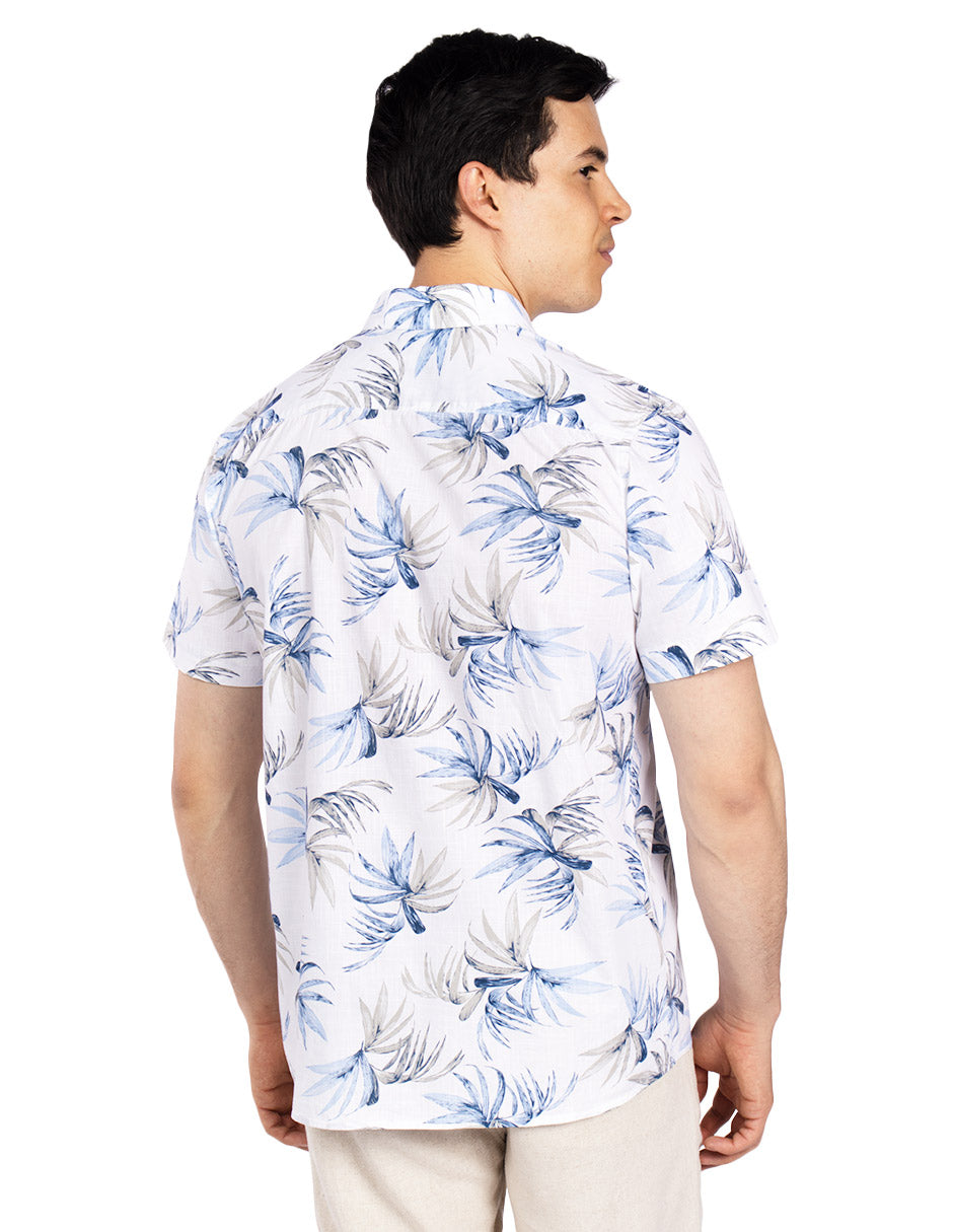 Camisas Para Hombre Estilo Lino B51366 Blanco