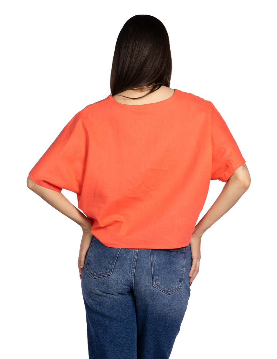 Blusas Para Mujer Oversize Con Nudo N51149 Coral