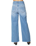 Jeans Para Mujer Pantalon De Mezclilla Wide Leg Tiro Alto V43101 Bleach