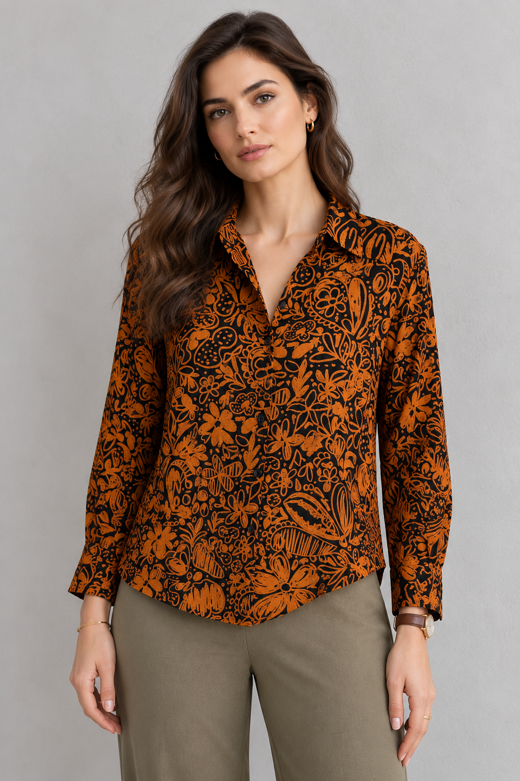 Blusas Para Mujer Camisera Fluida Estampada N53106 Unico