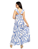Vestidos Para Mujer Largo Fresco Con Olanes S51119 Azul