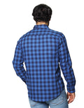 Camisas Para Hombre Bobois Moda Casuales De Manga Larga Con Estampado De Cuadros Regular Fit B35228 Azul