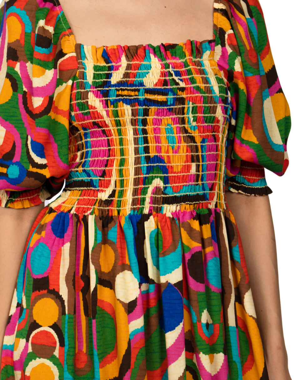 Vestidos Para Mujer Largo Smok Escotado S51127 Unico