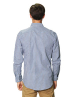 Camisas Para Hombre Manga Larga Cuadros Bicolor B45203 Azul