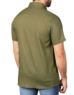 Camisas Para Hombre Estilo Lino Liso B51372 Olivo