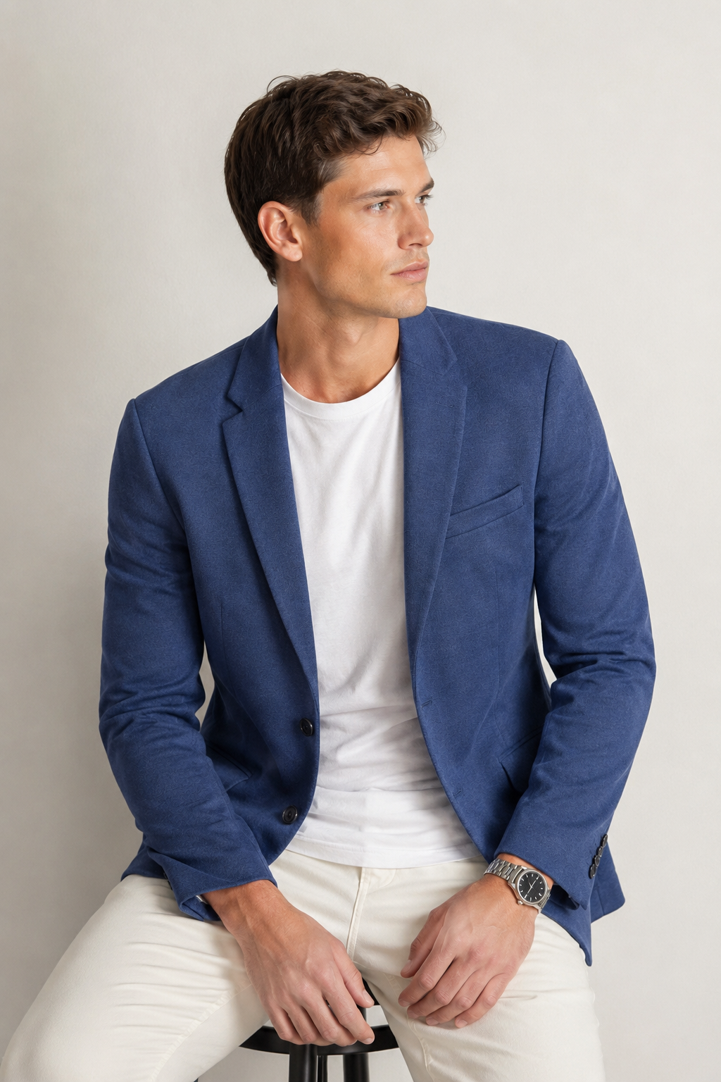 Sacos Para Hombre Liso De Punto FFILATY Azul