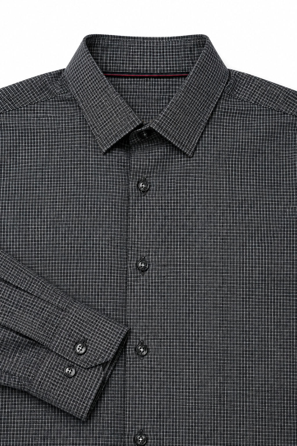 Camisas Para Hombre Manga Larga Cuadros B45307 Gris