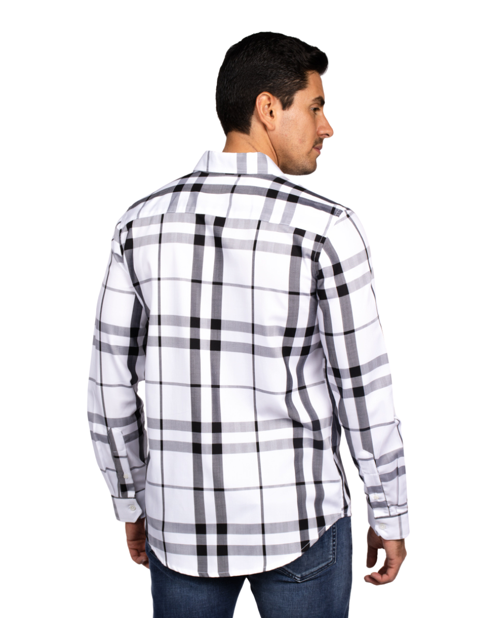 Camisas Para Hombre Bambú Manga Larga B51339 Blanco