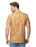 Camisas Para Hombre Bobois Moda Casuales De Manga Corta Con Estampado Cuello Abierto Relaxed Fit B41592 Ocre