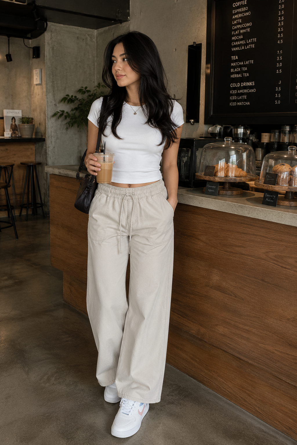 Jeans Para Mujer Gabardina Cullotte Con Resorte V61106 Arena